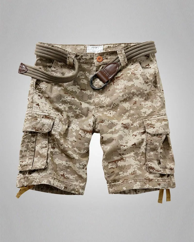 Outdoor Multi-Pocket Camo Cargo Shorts