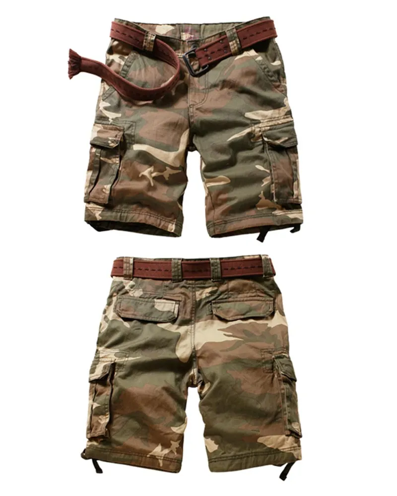 Outdoor Multi-Pocket Camo Cargo Shorts