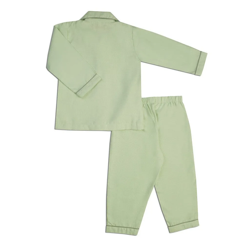 Pastel Green Owl On Pocket Nightwear