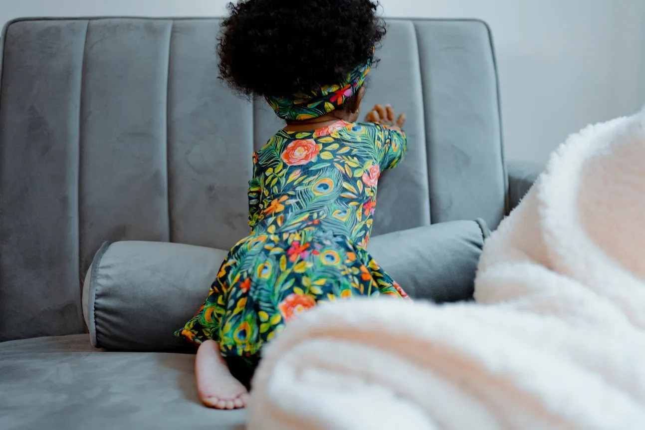 Peacock Floral Leotard Dress