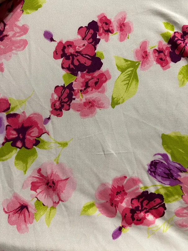 Pink and Purple Floral Print ITY Jersey Knit Fabric