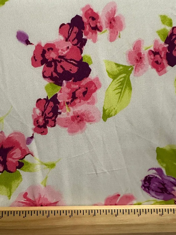 Pink and Purple Floral Print ITY Jersey Knit Fabric
