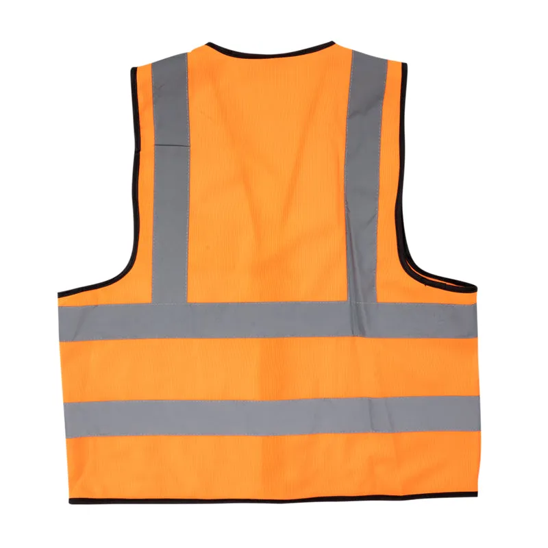 PIONEER SAFETY Vest Reflective Fluorescent Orange Zip Pocket Small