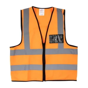 PIONEER SAFETY Vests Reflective Fluorescent Orange Zip Pocket Large