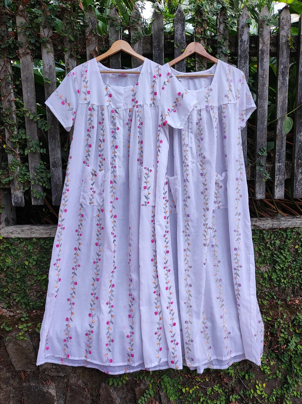 Pretty Embroidered Fabric Creeping Buds Nighty