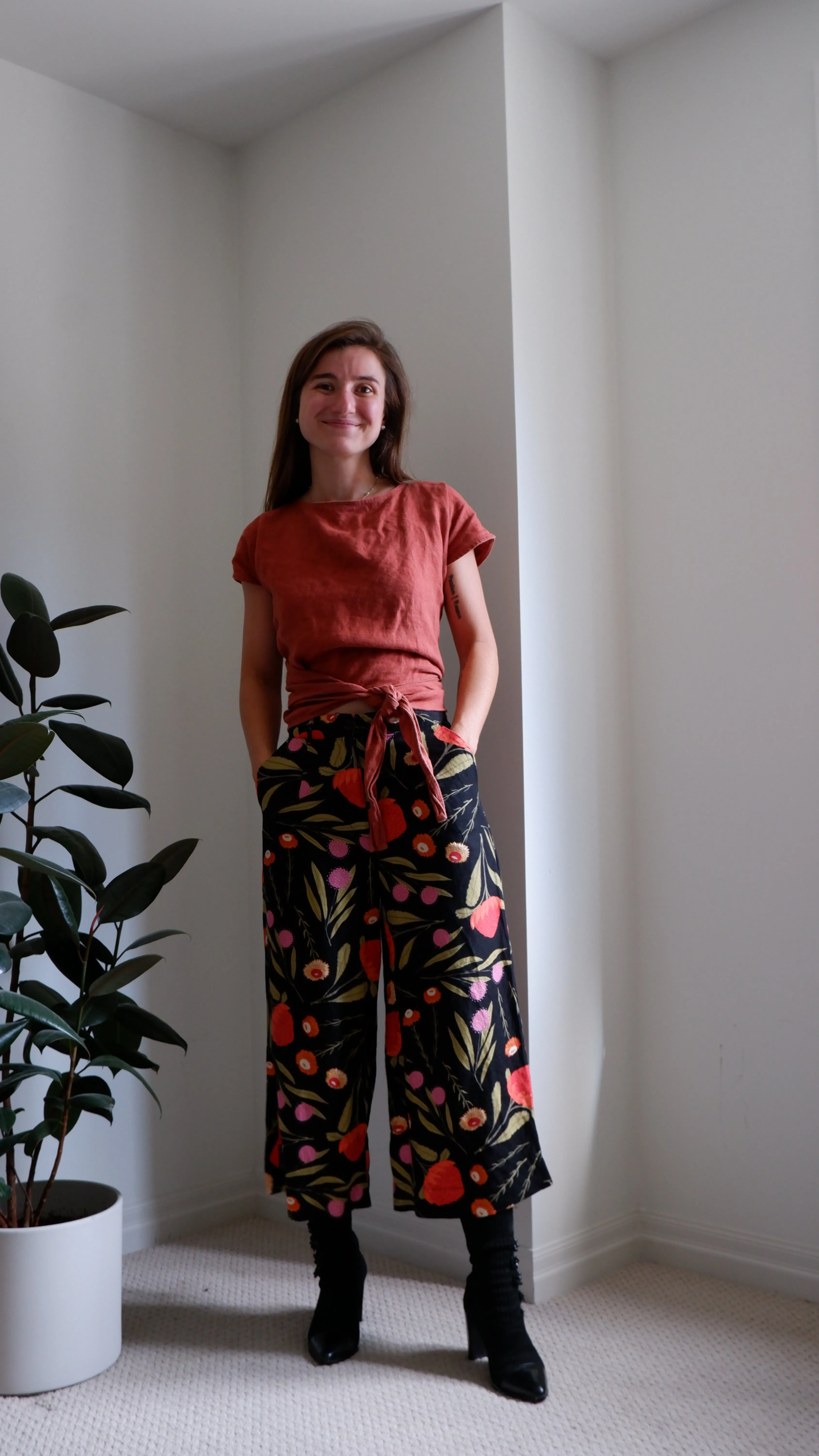 Princess Highway Floral Wide Leg Cropped Trousers - 28