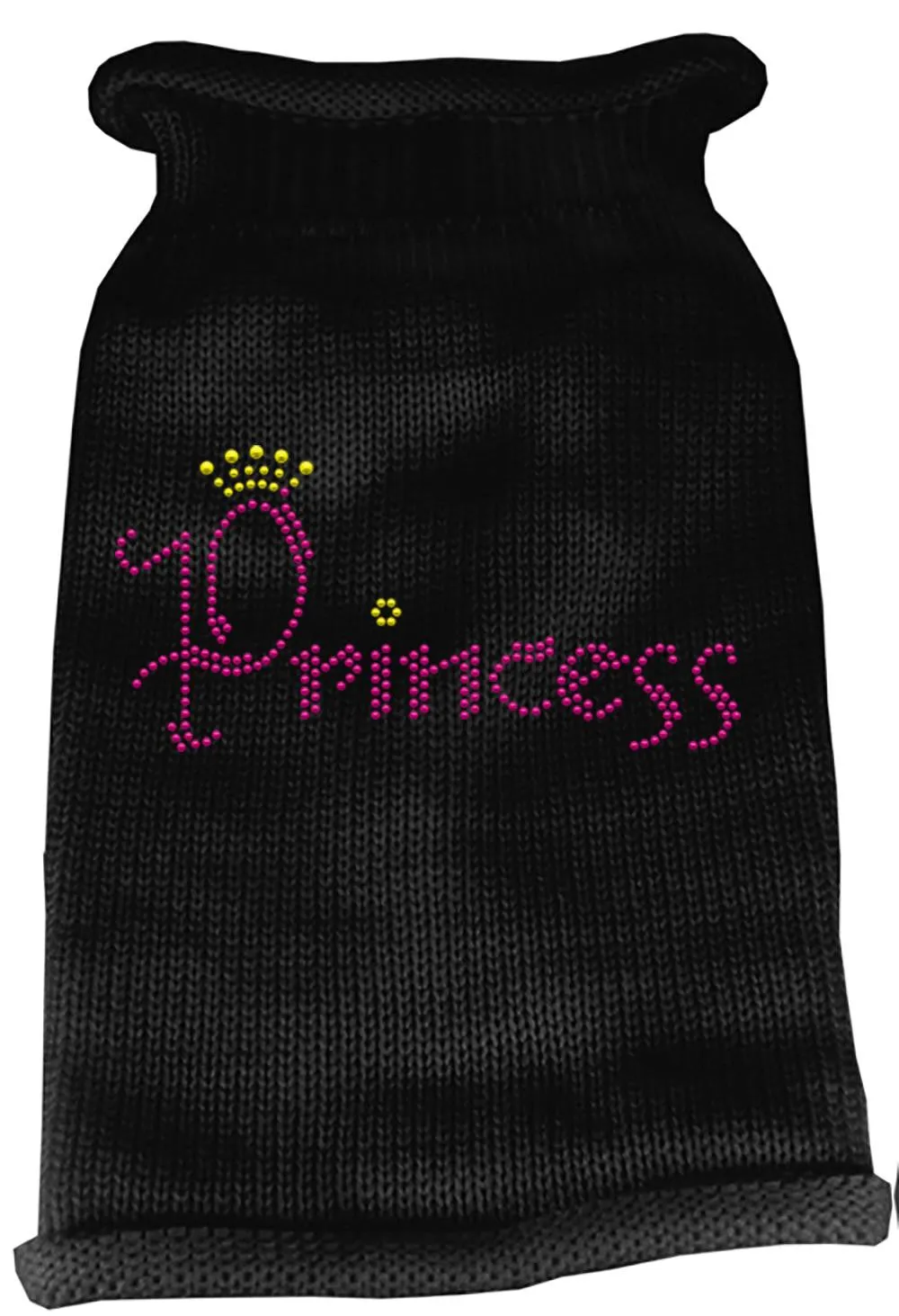 Princess Rhinestone Knit Pet Sweater XS Black