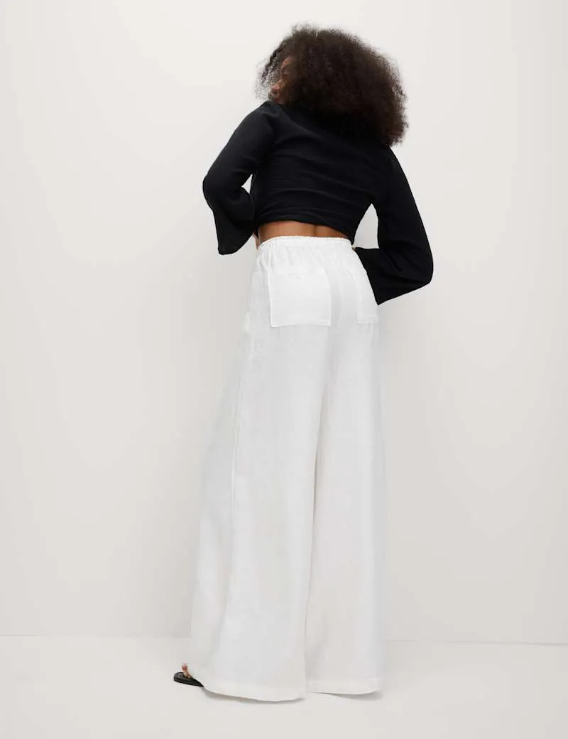Pure Linen Palazzo Trousers