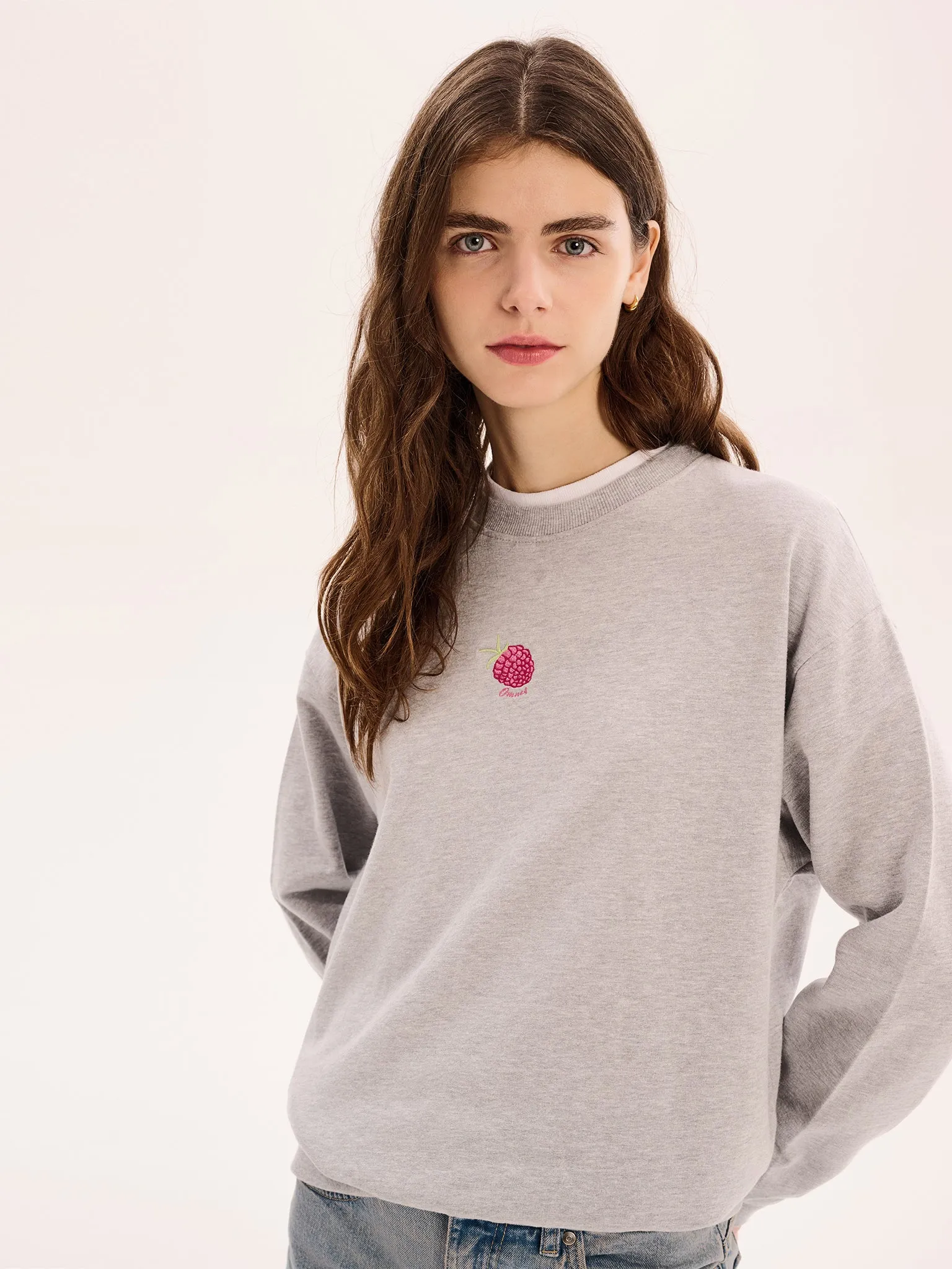 Raspberry Sweatshirt in Grey Marl