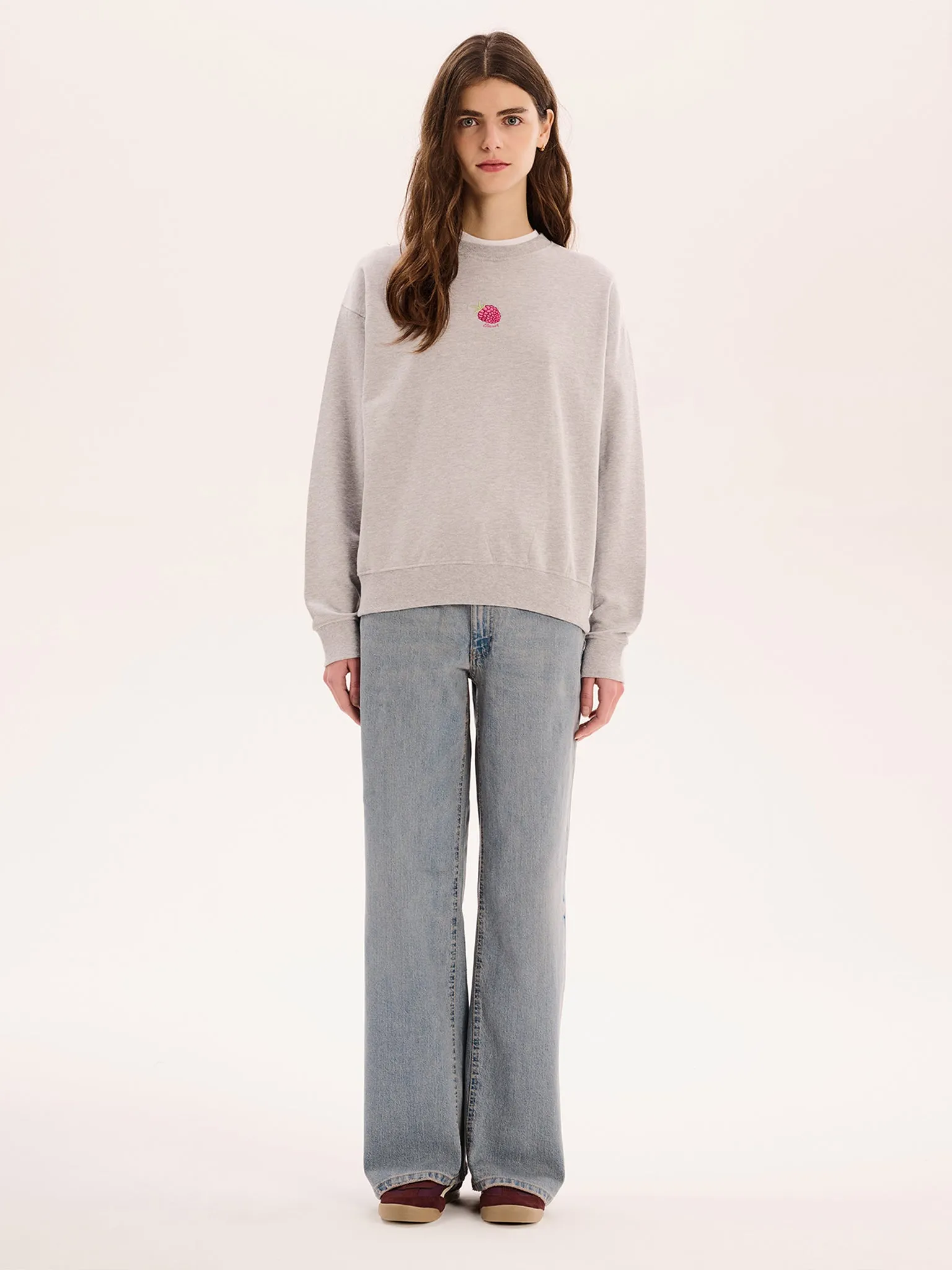 Raspberry Sweatshirt in Grey Marl