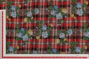 Red, Peach Printed Georgette Fabric