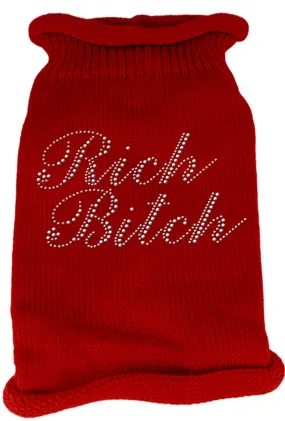 Rich Bitch Rhinestone Knit Pet Sweater XXL Red