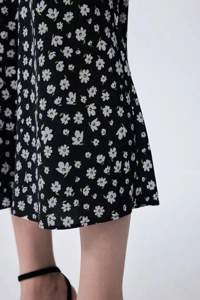 Shalom Daisy Print Dress in Double Crepe Silk