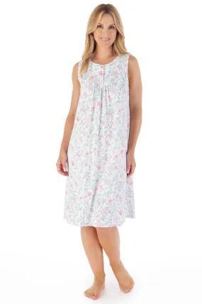 Slenderella ND03131 Pink Trailing Floral Print Jersey Nightdress