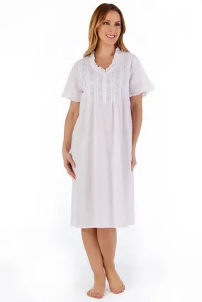 Slenderella ND55251 Pink Embroidered Short Sleeve Nightdress