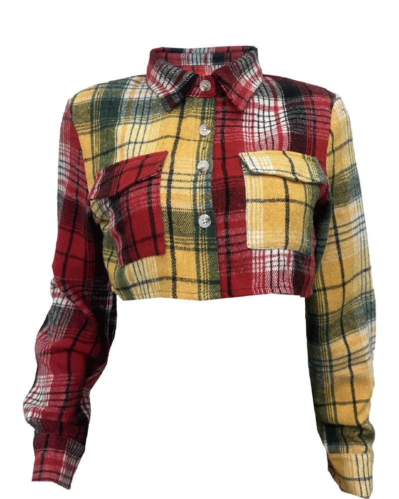 Sofia Crop Flannel Top