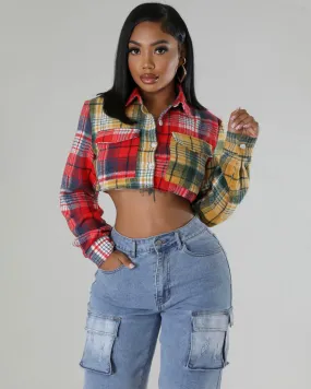 Sofia Crop Flannel Top