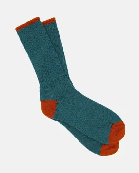 Soft Wool Socks - Aqua/Orange