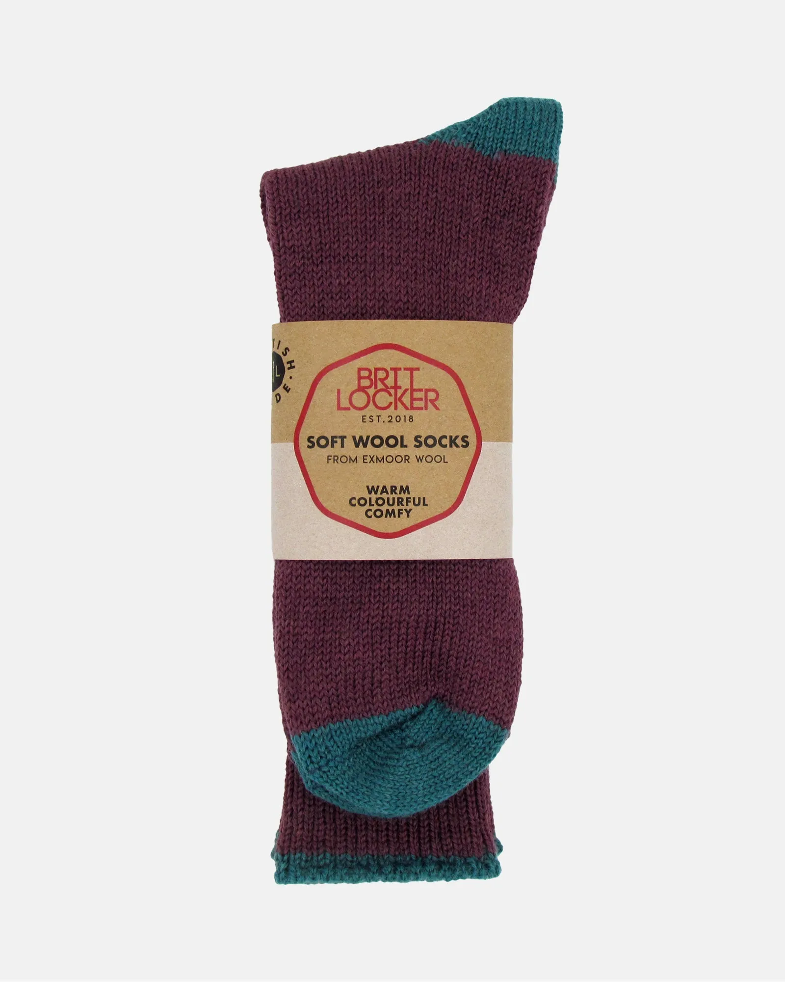 Soft Wool Socks - Aubergine/Aqua
