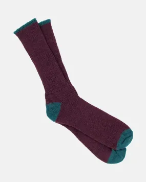 Soft Wool Socks - Aubergine/Aqua