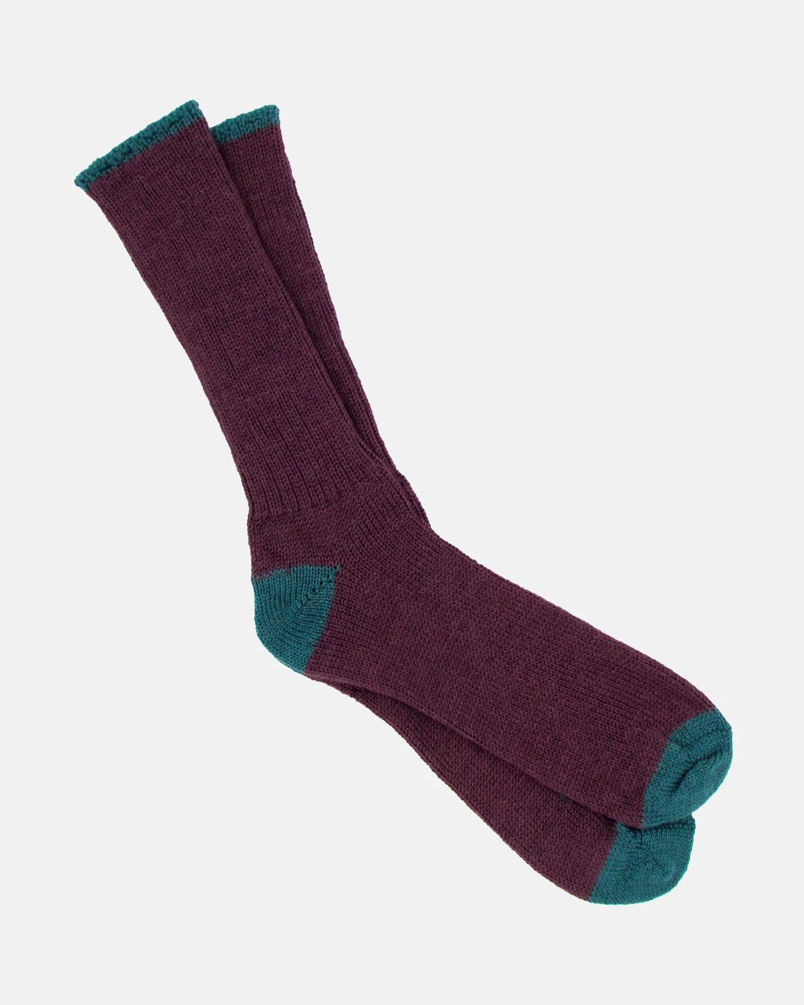 Soft Wool Socks - Aubergine/Aqua