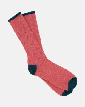 Soft Wool Socks  - Salmon/Indigo