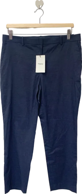 Theory Navy Treeca 4 Eco Crunch Wash Trousers UK 8