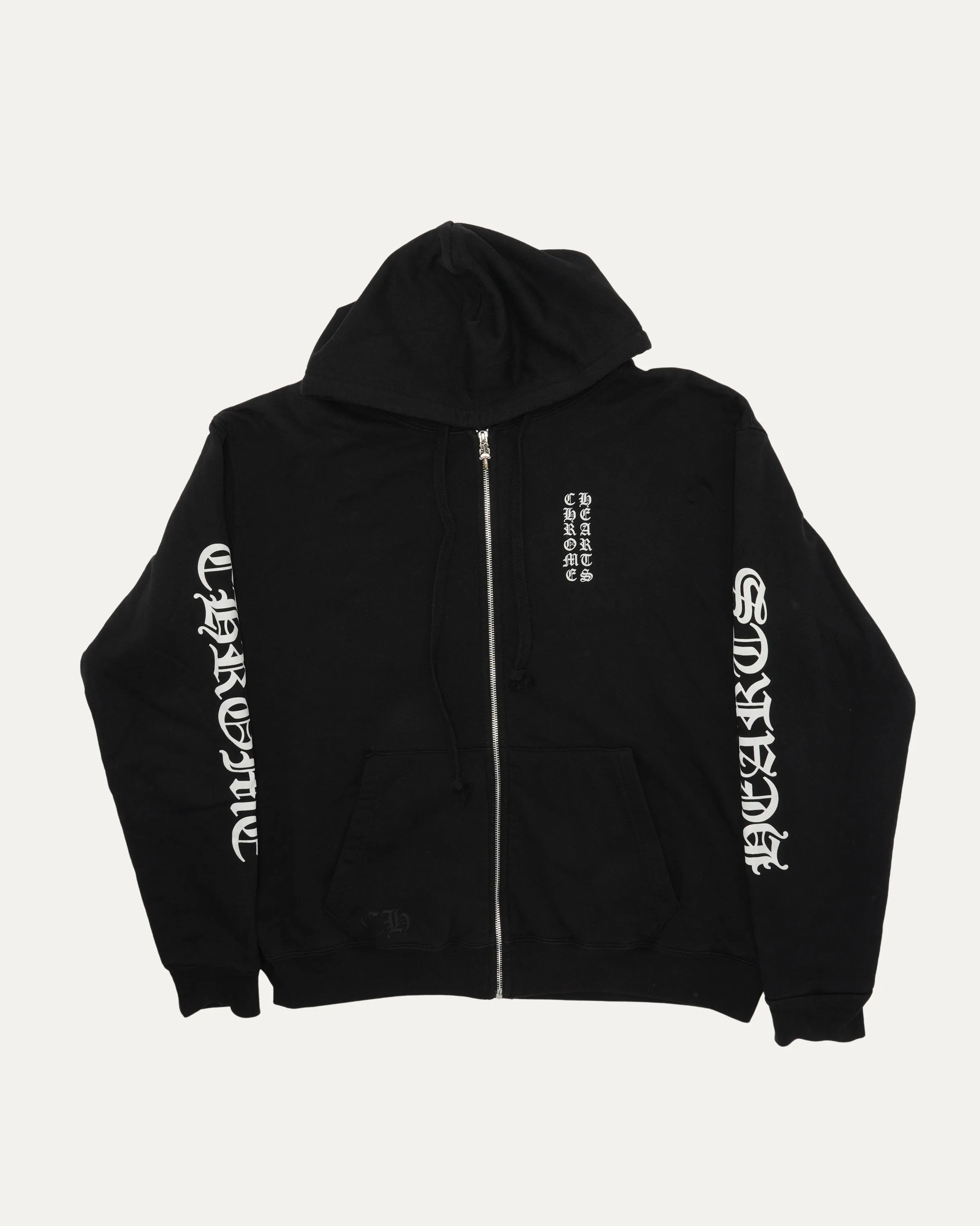 Thermal Lined Vertical Logo Zip Up Hoodie