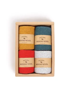 Thick Merino Wool Blend Crew Socks Set_4-Pack