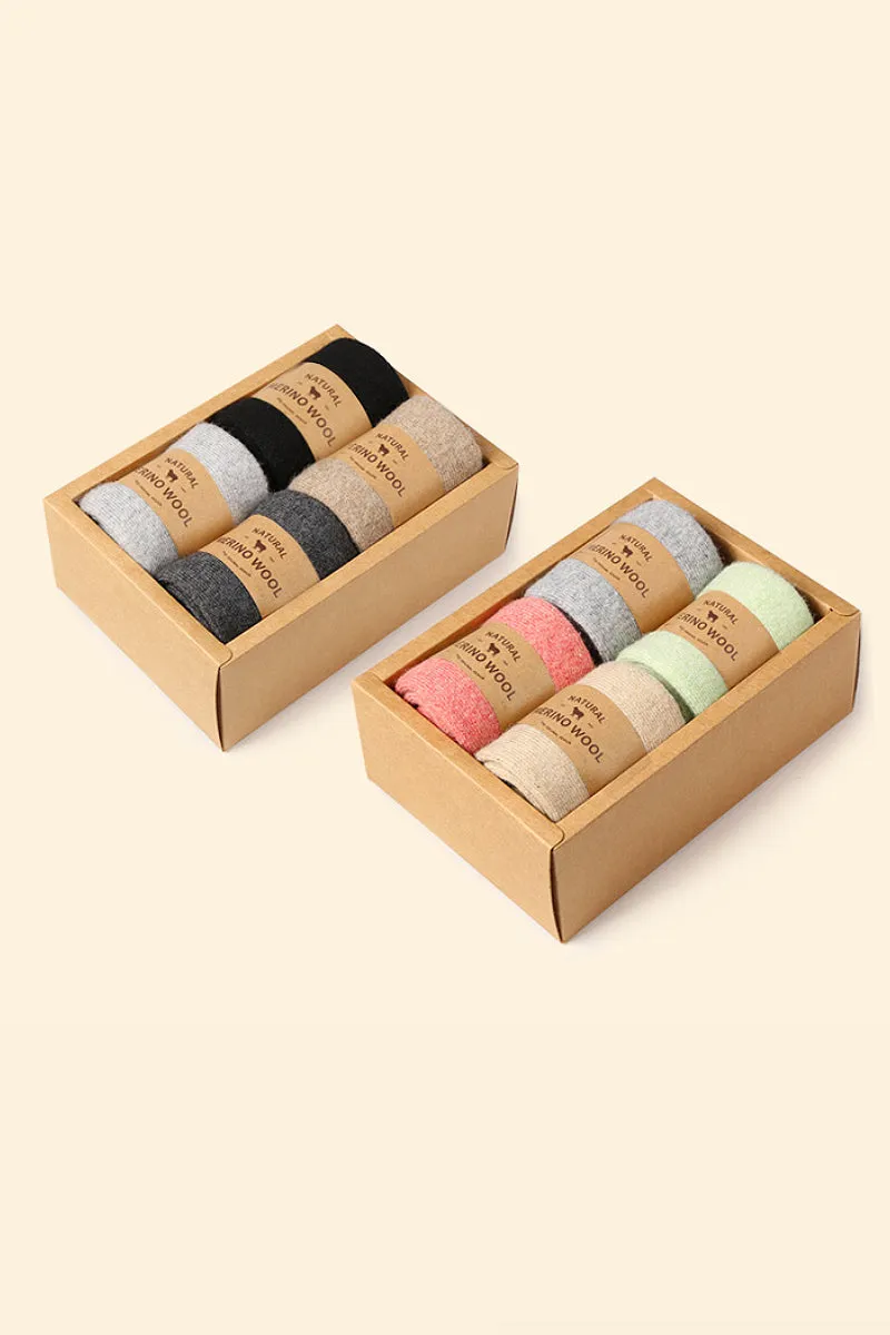 Thick Merino Wool Blend Crew Socks Set_4-Pack