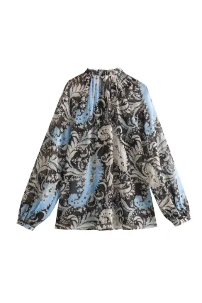 'Tracey' Floral Long Sleeve Chiffon Blouse