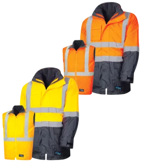 Tru Workwear Hi Vis 2 Tone 4 in 1 Jacket c/w Reflective Tape TJ2910T6