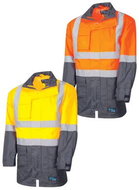 Tru Workwear Hi Vis 2 Tone Outer Shell Rain Jacket c/w Reflective Tape TJ2900T6