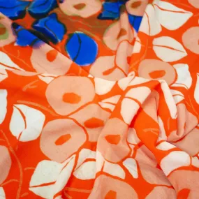 Vance Orange Floral Polyester PANEL 100CM