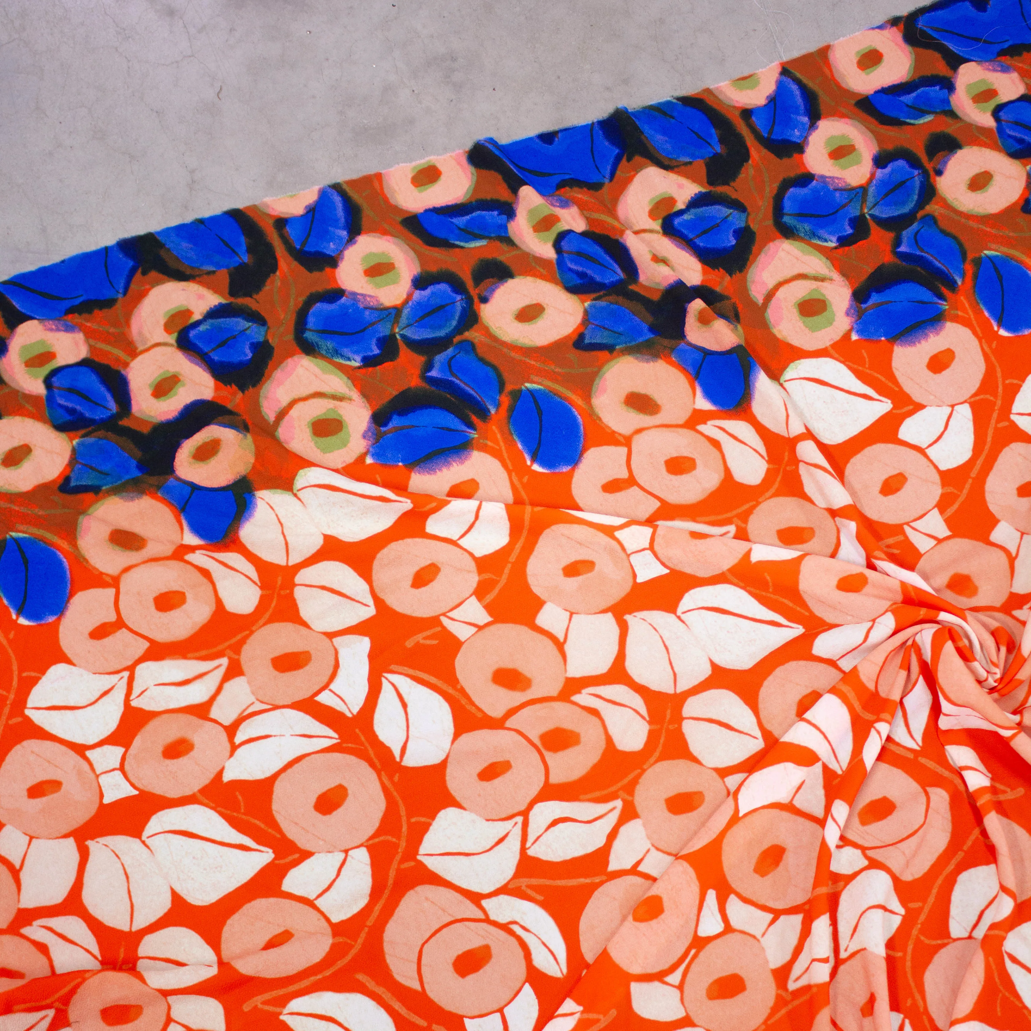 Vance Orange Floral Polyester PANEL 100CM
