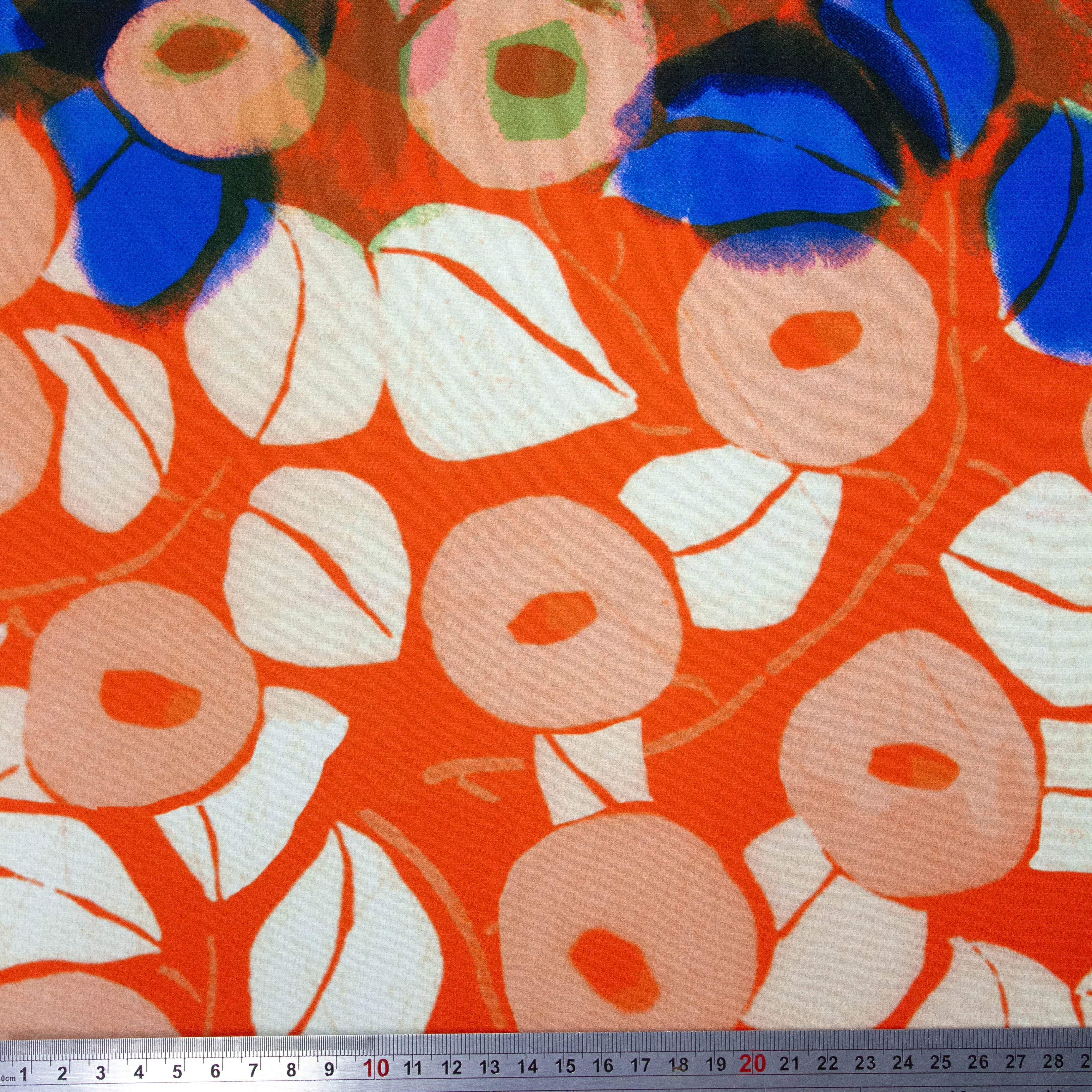 Vance Orange Floral Polyester PANEL 100CM