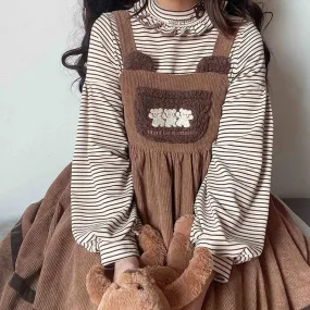 Vintage Kawaii Bear Dress Corduroy