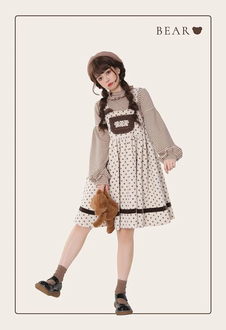 Vintage Kawaii Bear Dress Corduroy