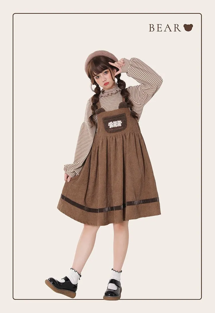 Vintage Kawaii Bear Dress Corduroy