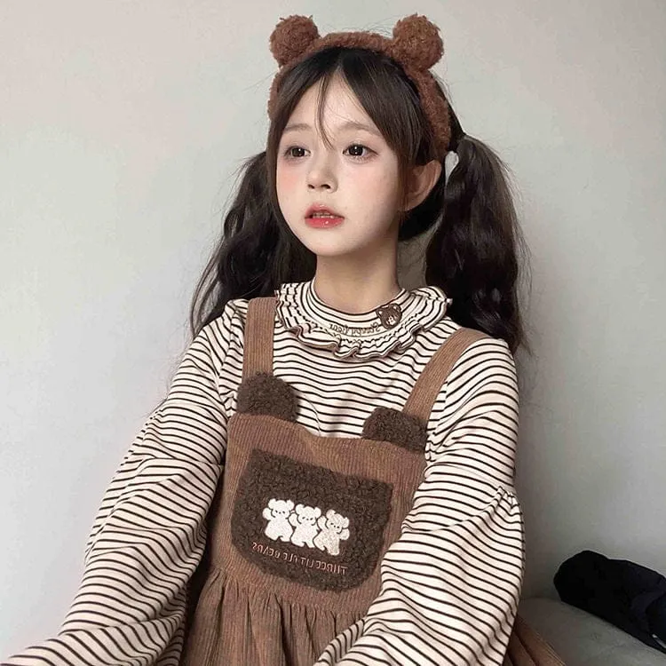 Vintage Kawaii Bear Dress Corduroy