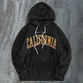 Vintage Street Print Plush Hoodie