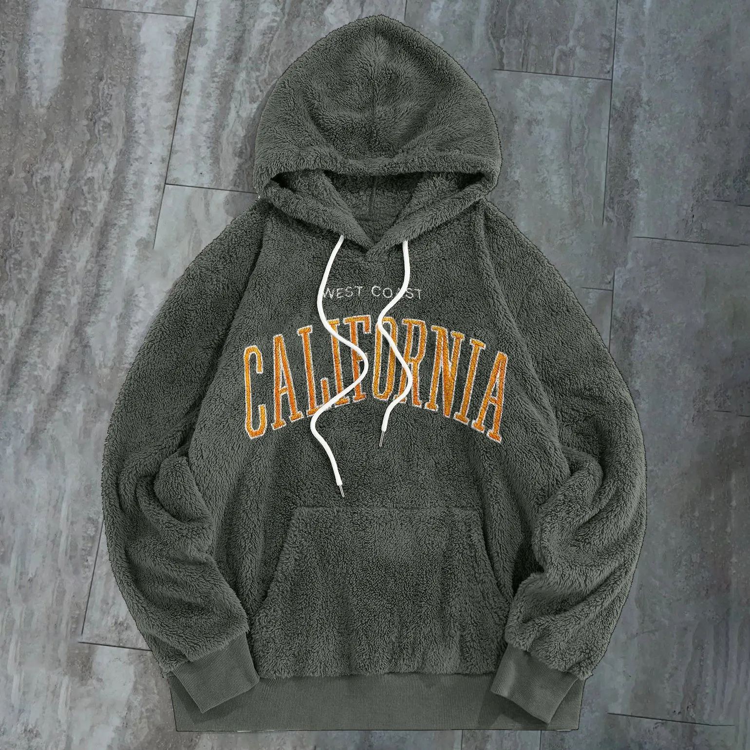 Vintage Street Print Plush Hoodie