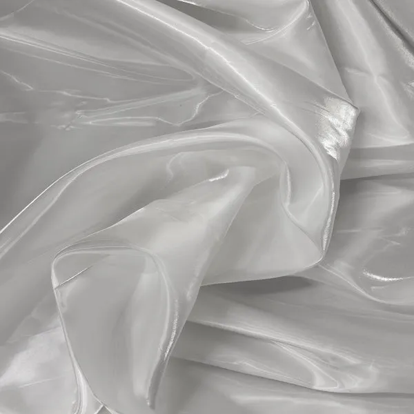 White Crystalized Reflective Liquid Bridal Satin Fabric