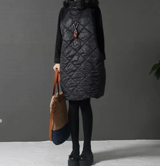 Women Jacket Coat,Warm Winter Parkas,Patchwork Ropa Mujer Turtleneck Cotton Vestidos Cotton Padded J