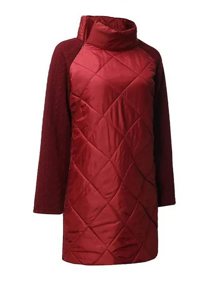 Women Jacket Coat,Warm Winter Parkas,Patchwork Ropa Mujer Turtleneck Cotton Vestidos Cotton Padded J