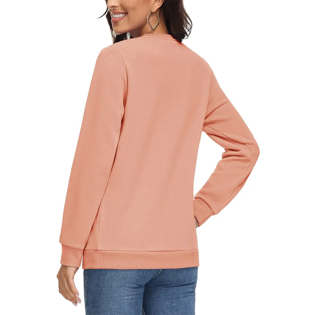 Women's Fleece-Lined Crewneck Casual Sweatshirts