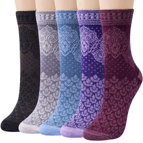 Womens Fun Socks Vintage Socks 5 Pairs Print Socks Gift