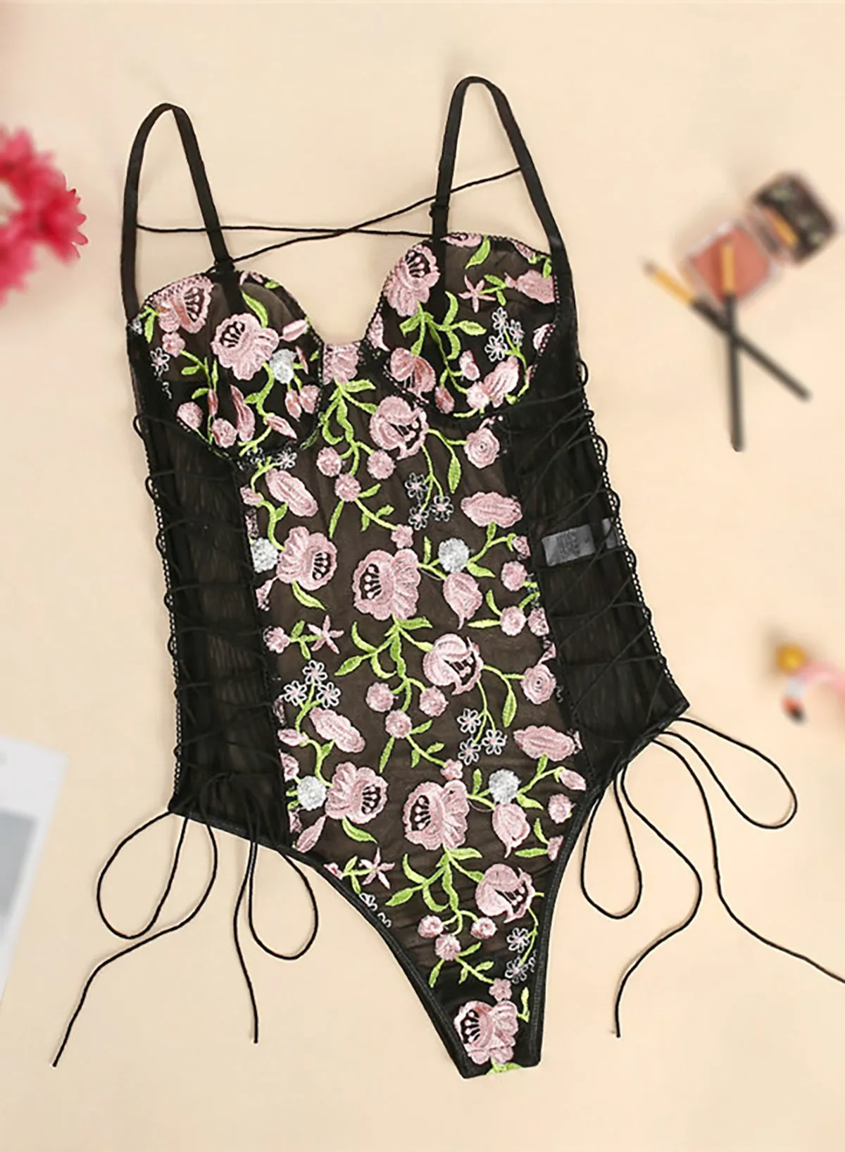 Xs and Os Women Embroidered Net Babydoll Nightwear Lingerie