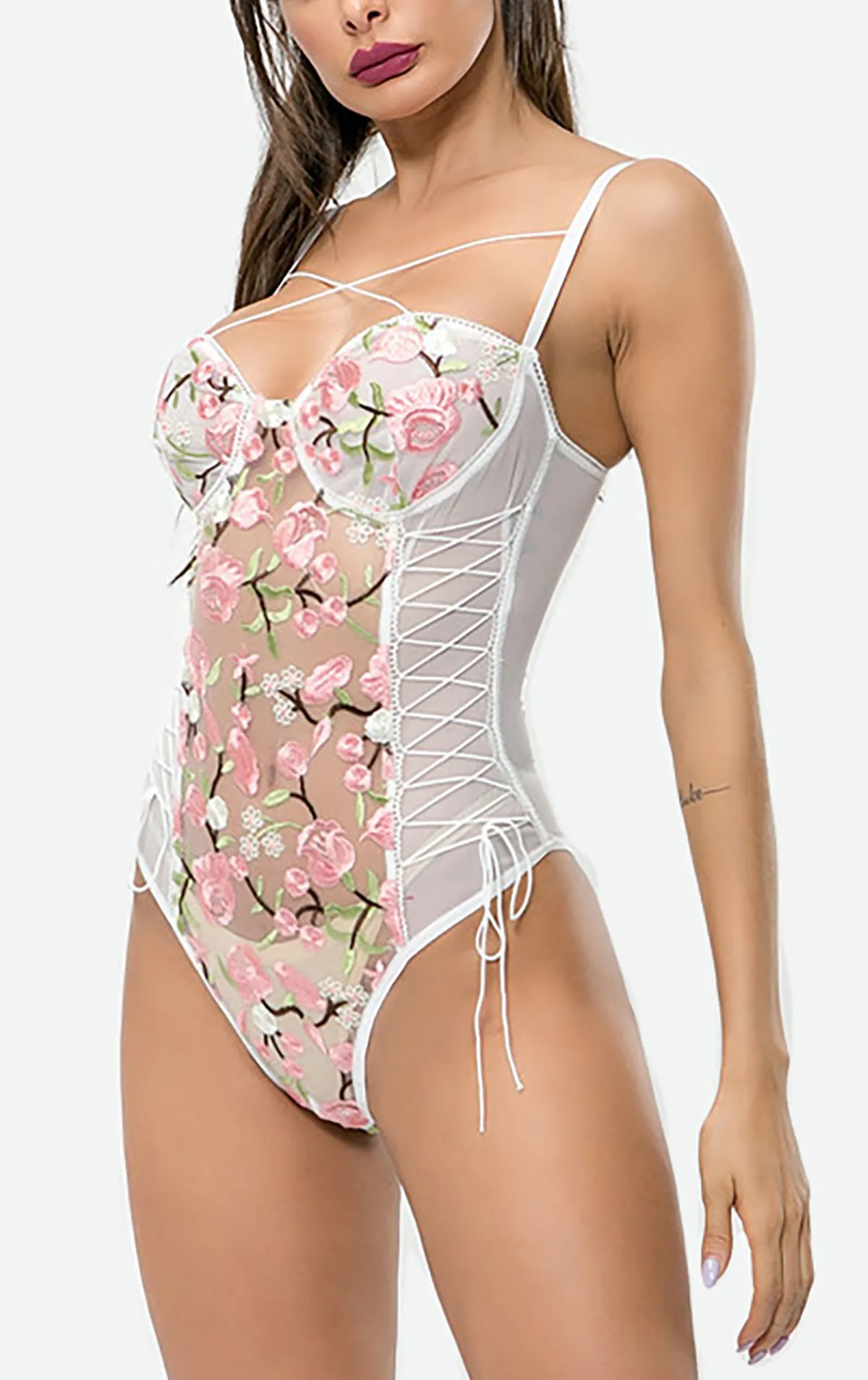 Xs and Os Women Embroidered Net Babydoll Nightwear Lingerie