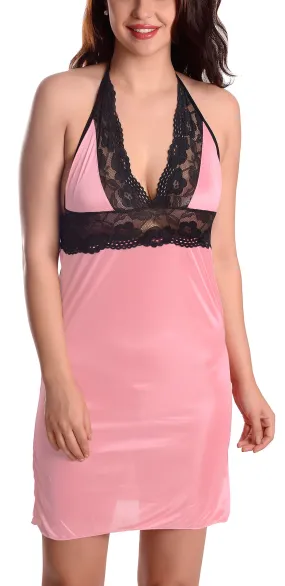 Xs and Os Women Satin Lace Babydoll Lingerie with panty
